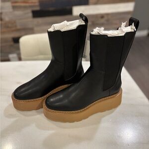 H&M Black Heeled Platform Womens Boots